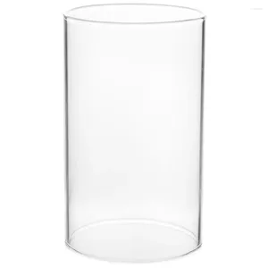 Bougeoirs en verre avec abat-jour, bougies en pot, transparent, extrémité ouverte, petit support, pilier, grands cylindres, décor de table