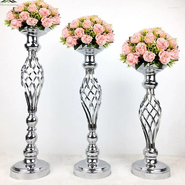 Candlers Silver / Gol Flowers Vases Road Table Pièce maîtresse Pilier de support métallique pour le mariage pour le mariage Candelabra M002