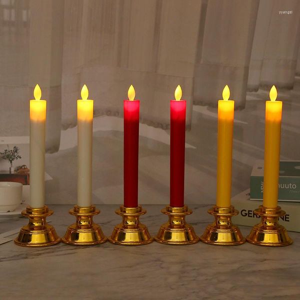 Candelabros Lámpara oscilante de plástico con varilla larga LED electrónica simulada; Iglesia Ofrenda Buda; Arreglo de la atmósfera del dios de la riqueza