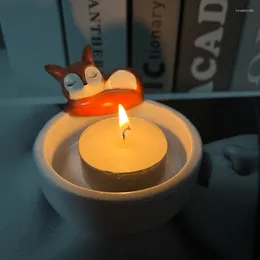 Bandlers Small Candlestick 3D Resin Sculpture Animaux Cartoon Holder Sleeping