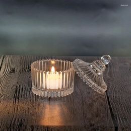 Bougeoirs Small Candlestick Glass Transparent Ornements Cover Holder Table de dîner romantique Porta Velas Home Decoration ED50ZT