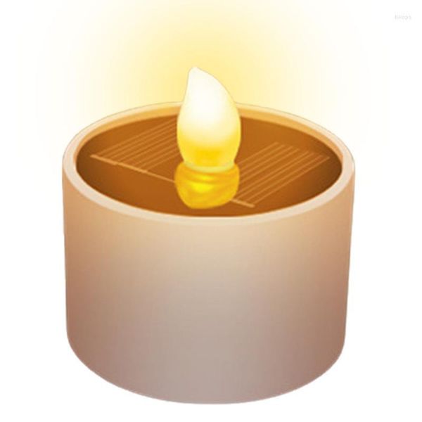 Portavelas Velas solares Exterior Impermeable Parpadeo Blanco cálido Luces del anochecer al amanecer Luz de té LED reutilizable sin llama