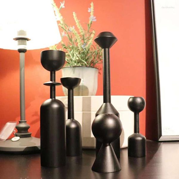 Bandlers Solid Black Beech Bood Holder Creative Art Ornements Nordic Simple Style Home Decoration Pographie Modèle