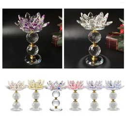 Bougeoirs en verre de cristal étincelant, porte-fleurs de Lotus, ornements de fête de mariage