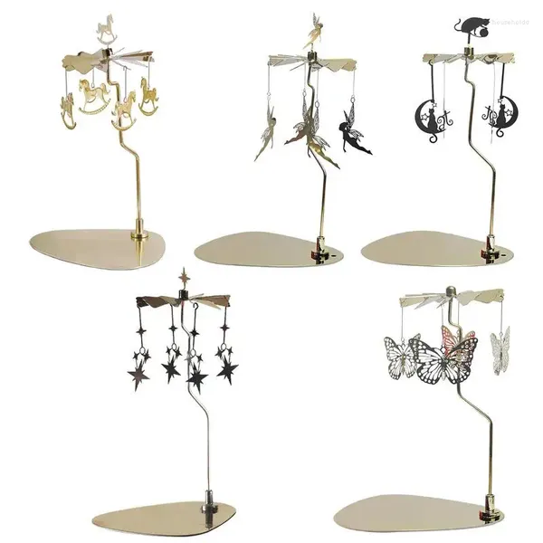 Candelabros giratorios de Metal, candelabro de carrusel, velas perfumadas para fiesta de cena, luz de té, decoraciones para boda y hogar