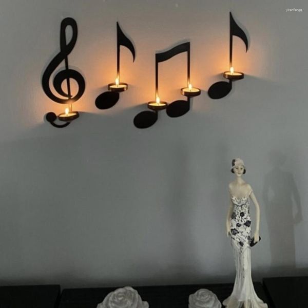 Bougeoirs en métal léger, support décoratif, grande Note musicale, présentoir de bougies chauffe-plat en forme de clé