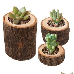 Bandlers Stump Great 3PCS / Set Pilier Tree Rustique Bougette en bois Mini Fleuper Pot Outdoor Garden Succents Drop Livrot Home Dhrwz