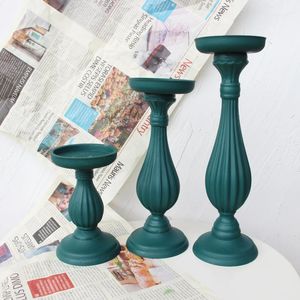 Bandlers Supu Green Set en bois Candelabra Créatif Candlestick Holder Flower Pilier Stand Table de bureau Décoration de mariage Decoration