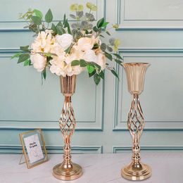 Kaarsenhouders tafelhouder decoratie gouden ijzerstand kunst vaas twisted road gids kandelaar voor bloemen bruiloft rekwisieten