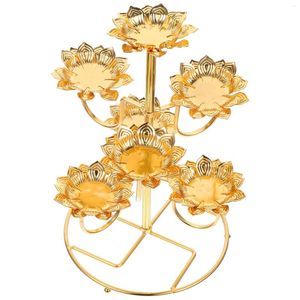 Candle titulaire Table Plateau Ghee Lampy Stand Gift 15x24.5cm Lotus Rack Metal Candlestick Creative Golden Inoxydless Steel