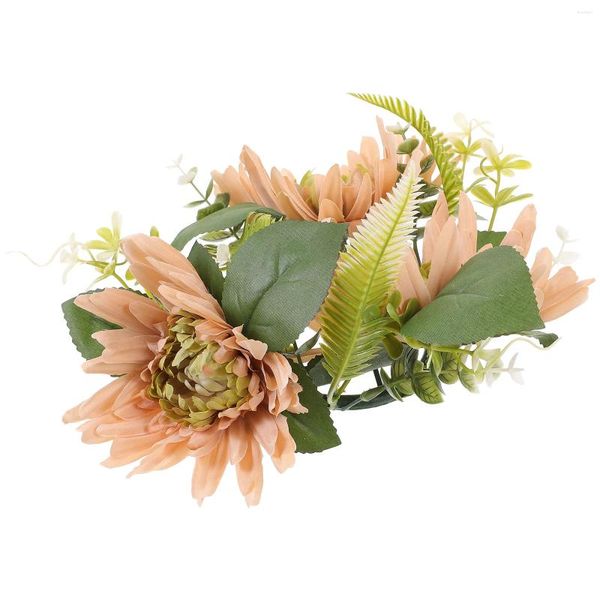 Bougeoirs couronne de table fleur décoration de fête de mariage anneaux artificiels pièce maîtresse piliers petites couronnes guirlande