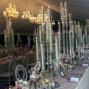 Candelabros Alto Candelabro Titular Acrílico Cristal 8/10/12 Cabezas Mesa de boda Centros de mesa Yudao90