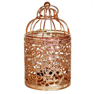 Bougeoirs photophore Durable Style européen rétro placage fer suspendu lanterne maison artisanat support ornement cage à oiseaux creux
