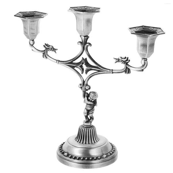 Candelabros Luces de té Hogar Decoración retro Titular (lata vintage) Soporte de iglesia Estilo occidental Pilar sagrado Aleación de zinc