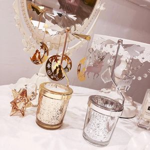 Kandelhouders Tealight Candlestick Holder Roterende bruiloft centerpieces Glass Gouden Tea Light Portacandele Votief 50KO212