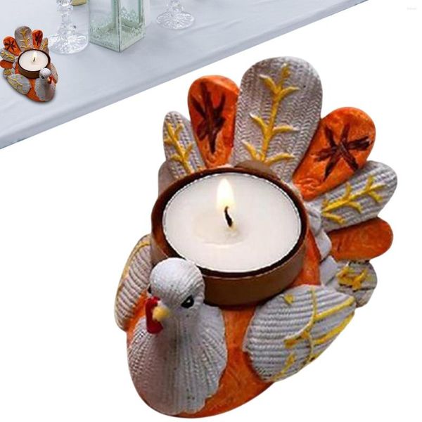 Bougeoirs Décorations de Thanksgiving Turquie Mini photophore Forme Petites bougies chauffe-plat en résine