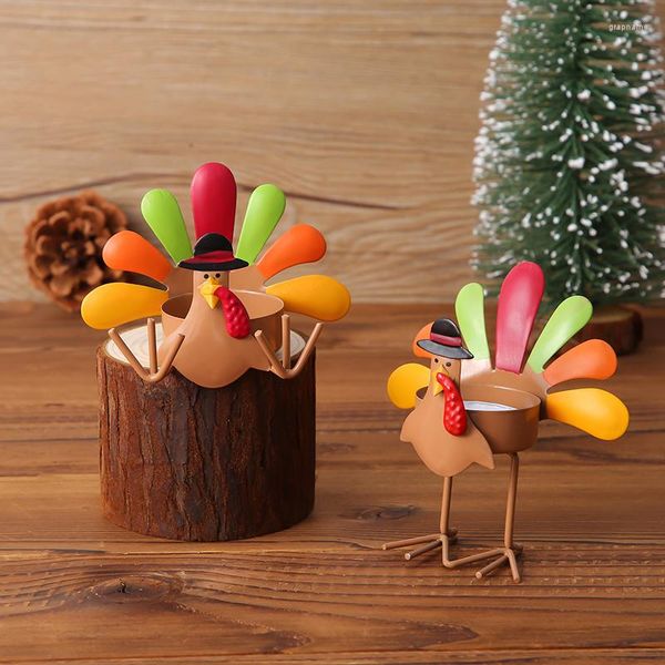 Bougeoirs Thanksgiving Turquie Titulaire En Métal Thé Lumière Ornements Pour La Maison Table Pièce Maîtresse Décoration De Fête