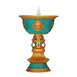 Candlers tibétains Rechargeable Home Decorations Home Decorations LED Electronic Candlestick Vintage Buddhist Lamp Ornement Ornement Dropship