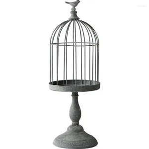 Bandlers carreaux gris home fer créatif rétro oiseau cage sculpté stand romanticable décorations de bâton support