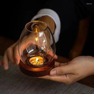 Kandelaars transparante glazen houder retro olielamp vorm decoratie romantisch diner huishouden winddichte hoes