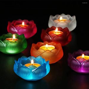 Bandlers Transparent Lotus Flower Fragrant Romantic Tea Light Support Mini Bureau de bureau