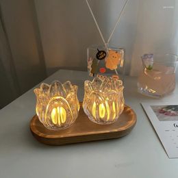 Candlers Porte-verre en forme de tulipe Unique pour décoration de mariage chandelle romantique candelabros nordique stand