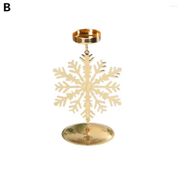 Candlers porteurs uniques Design Snowflake Base de métal élégant pour dîner de Noël ou décoration cadeau de bureau à domicile