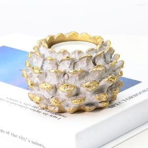 Bougeoirs Unique rétro peint sculpture cônes de pin ananas Lotus résine thé chandelier stockage artisanat décor