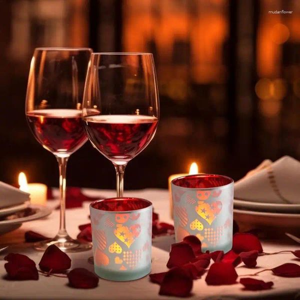 Bougeoirs pour la Saint-Valentin, récipient pour photophore, décoration de centre de table de mariage, tasse en verre romantique