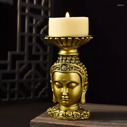 Bougeoirs Vilead Résine Thai Bouddha Statue Titulaire Thé Lumière Table Décor Méditation Maison Salon Chambre Décoration Accessoires
