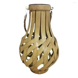 Kaarsenhouders vintage bamboe lantaarn hand geweven kandelaarhouder met handvat voor geschenken buiten huizen balkon bureaublad ornament