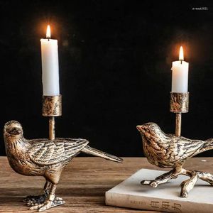 Bougeoirs Vintage Bird Candlestick Ornements Nordic Style Iron Art Holder Retro Romantic Dinner Table Decor Decor Home Wedding Decoration