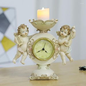 Bougeoirs Vintage Cupidon Ange Horloge Titulaire Ameublement Pratique Décoration Salon Chambre Creative Cadeau