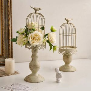 Kaarsenhouders vintage decor aristocratische stijl vogel kooi klassieke kandelaar metalen ambachten woonkamer tafeltafel ornamenten luxe houder