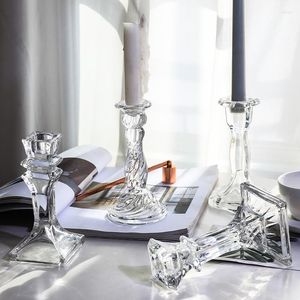 Candelabros Contenedores de vidrio vintage para velas Candelabro de estilo simple Soporte para decoración del hogar Centros de mesa de boda románticos