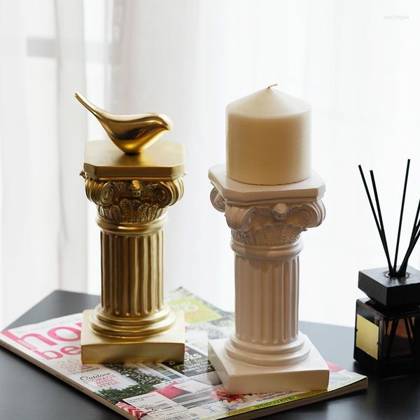 Bougeoirs Vintage résine dorée colonne romaine petit ange titulaire sculpté à la main artisanat décoration de la maison ornements