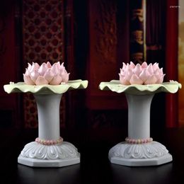 Bougeoirs Vintage Lotus chandelier décorations en céramique salon porte-Table Chic Style nordique Centro De Mesa maison