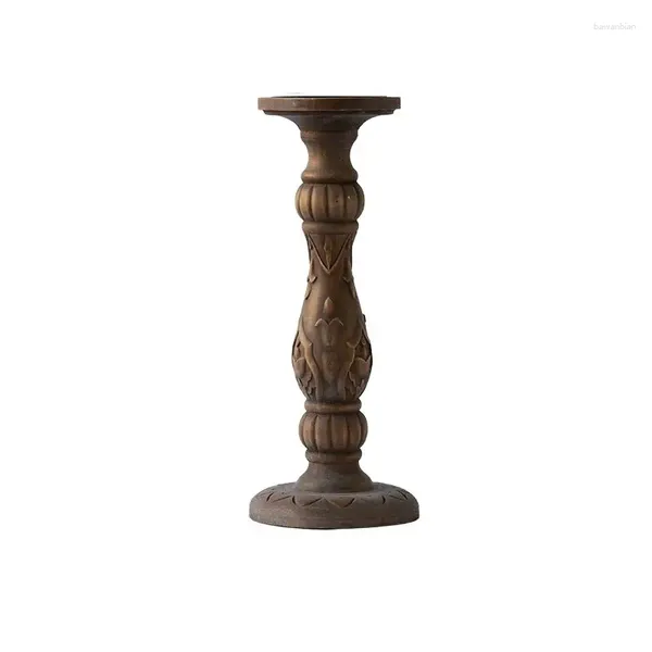 Candlers Vintage Nordic Wood Small Holder base romantique antique pilier luxe para mésa décor de salon OC50CH