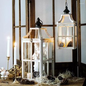 Bougeoirs Vintage Nordic Wooden Holder Lantern Metal Wedding Table Centres de table candelise suspendue Décoration maison