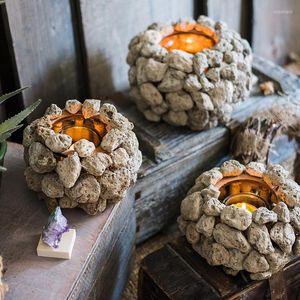 Kaarsenhouders vulkanische stenen windlamp bloemen kunststijl tuindecoratie buiten kandelaar ornamenten