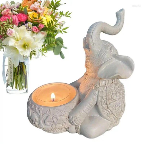 Bandlers Votive |Wealth Lucky Elephant Figurine Holder Pottery Statues Home Decor for Wedding PA