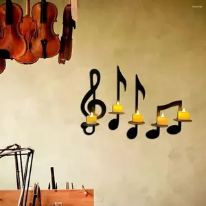 Kaarsenhouders muur hangende huisdecor Zwarte muziek Noot Exquisite Holder Licht Display Stand Accessoires Candlestick