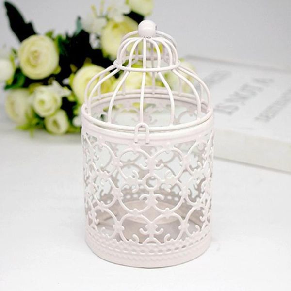 Bougeoirs Centres de table de mariage Lanternes décoratives Oiseau évider Cage à oiseaux Support en métal Cage Lanterne suspendue N9t1