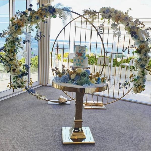 Bandlers de décoration de mariage Party en acier inoxydable Stand de fleurs dorées Arrangement de toile de fond AB907