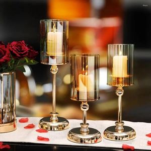 Kandelaars Bruiloft Houder Verjaardag Cup Romantisch Decor Tafel Outdoor Party Cristal Verticale Gouden Bougies Thuis