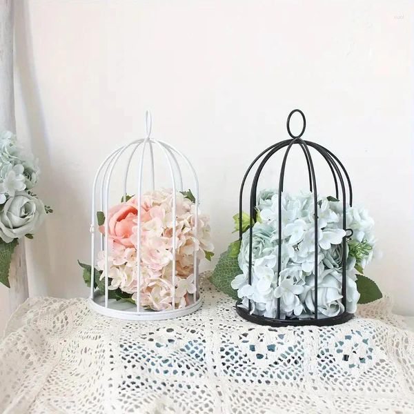 Bougeoirs de mariage en fer, cage à oiseaux, chandelier avec crochet, effet rouille, ligne d'arrangement d'articles de fleurs