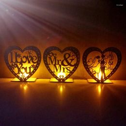 Bougeoirs Décoration en bois de mariage avec une table rustique LED Light Event Party Decor Fourniture de la Saint-Valentin