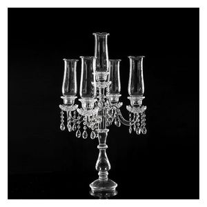 Kandelhouders Groothandel Tall K9 5ARMS Crystal Glass Candelabra Decoratieve bruiloft Decoratie Centerpieces voor thuisdruppel levering Gar Dh42o