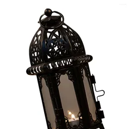 Candillas Tallas de viento Linterna de hierro Escena de diseño Ornamento de vidrio