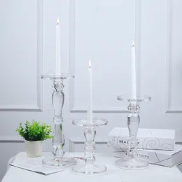 Bougeoirs Table du porte-verre en verre en vent Crystal Dîner romantique Simple Maroc Glazen Kandelaar Candelinstick